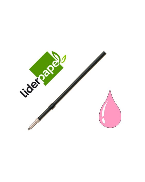 Recambio boligrafo liderpapel gummy touch retractil 1,0 mm tinta rosa bolsa de 10 unidades