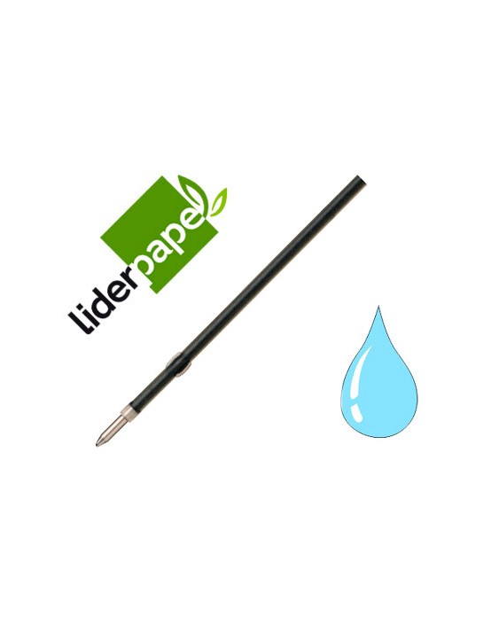 Recambio boligrafo liderpapel gummy touch retractil 1,0 mm tinta celeste bolsa de 10 unidades