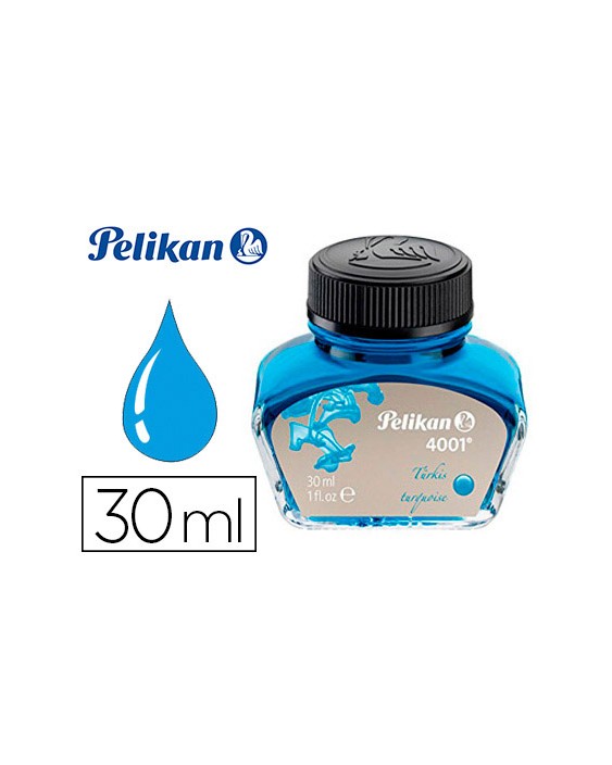 Tinta estilografica pelikan 4001 turquesa bote 30 ml