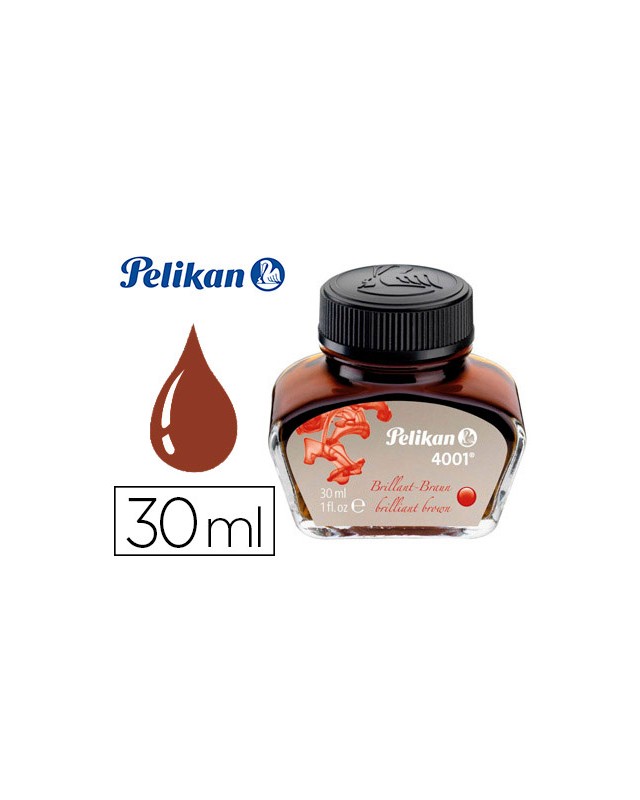 Tinta estilografica pelikan 4001 marron brillante bote 30 ml