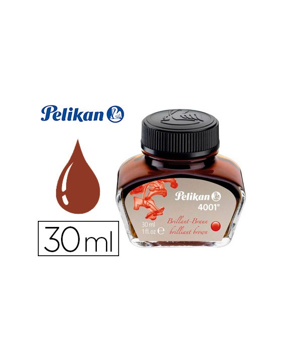 Tinta estilografica pelikan 4001 marron brillante bote 30 ml