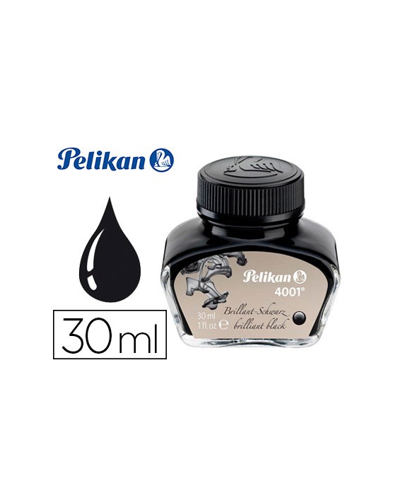 Tinta estilografica pelikan 4001 negro brillante bote 30 ml
