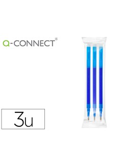 Recambio boligrafo q-connect retractil kf11058 borrable azul caja de 3 unidades