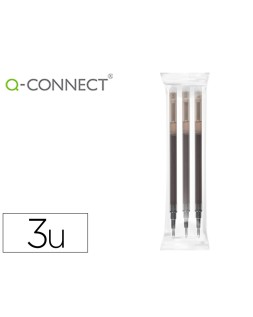 Recambio boligrafo q-connect retractil kf11057 borrable negro caja de 3 unidades
