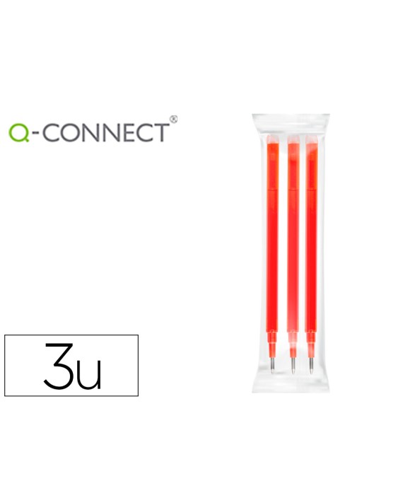 Recambio boligrafo q-connect retractil kf11059 borrable rojo caja de 3 unidades