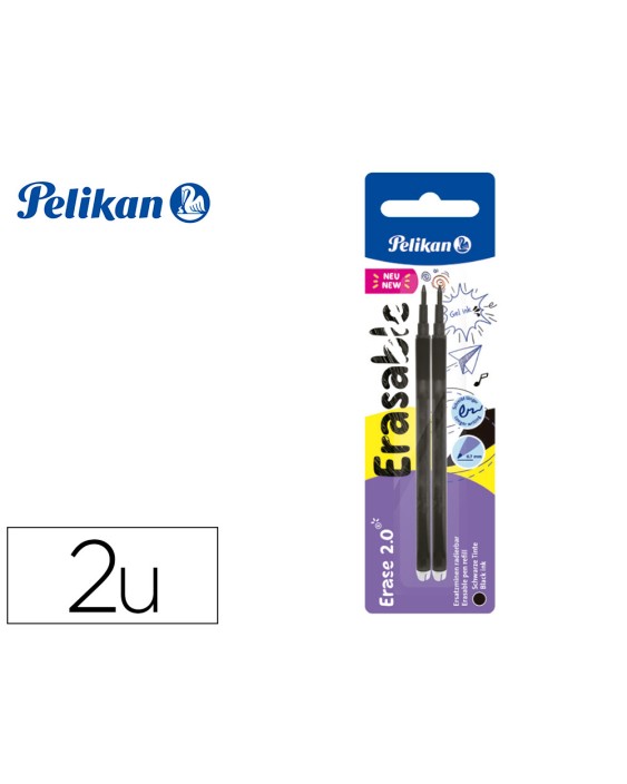 Recambio roller pelikan erase 2.0 color negro blister de 2 unidades