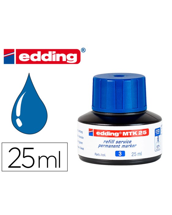 Tinta rotulador edding mtk25 con sistema capilar color azul bote 25 ml