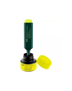 Tinta rotulador faber castell textliner fluorescente 1549 con sistema capilar color amarillo bote 30 ml