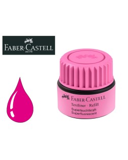 Tinta rotulador faber castell textliner fluorescente 1549 con sistema capilar color rosa bote 30 ml