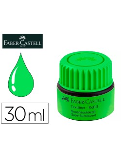 Tinta rotulador faber castell textliner fluorescente 1549 con sistema capilar color verde bote 30 ml