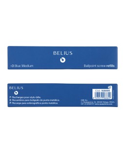 Recambio boligrafo belius azul 0,8 mm caja 3 unidades