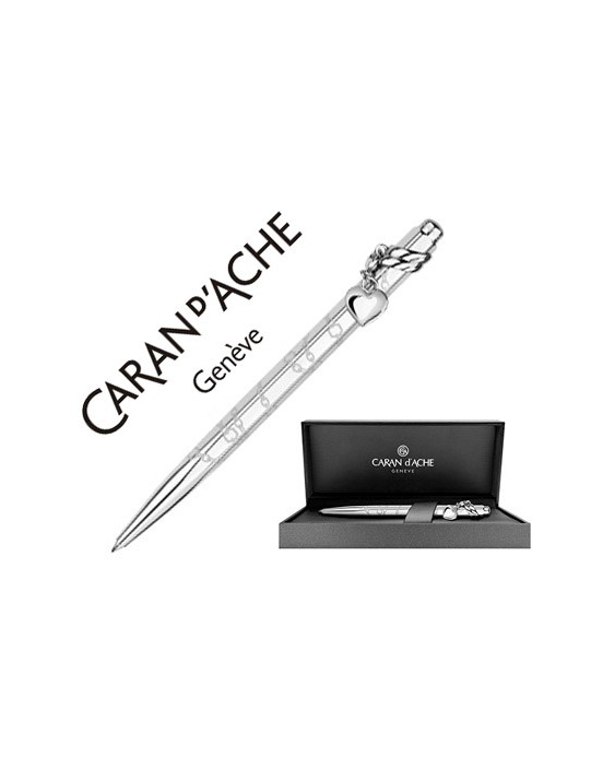 Boligrafo caran d'ache ecridor mademoiselle placado paladio corazon con estuche punta media