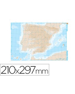 Mapa mudo b/n din a4 españa fisico