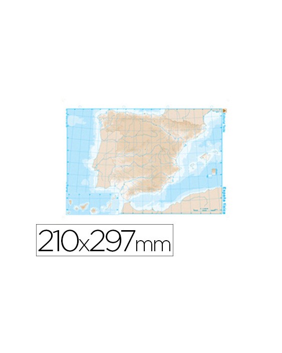 Mapa mudo b/n din a4 españa fisico