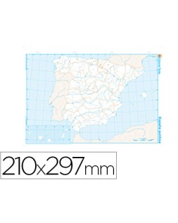Mapa mudo b/n din a4 españa politico