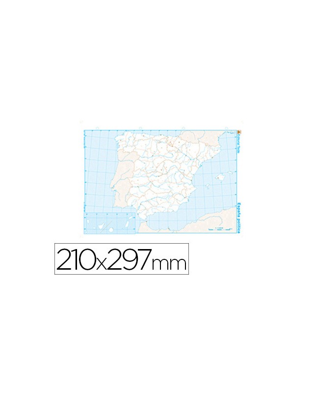 Mapa mudo b/n din a4 españa politico