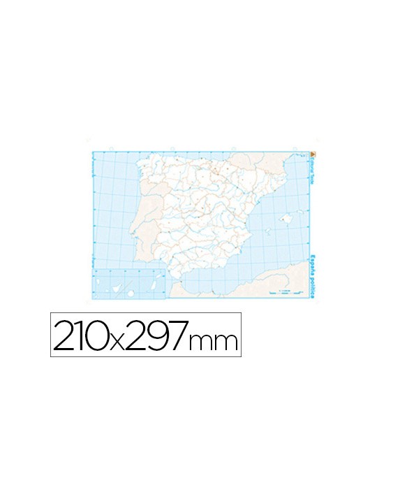 Mapa mudo b/n din a4 españa politico