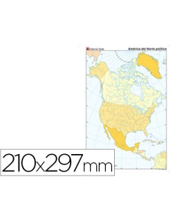 Mapa mudo color din a4 america del norte politico