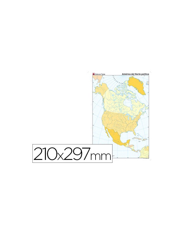 Mapa mudo color din a4 america del norte politico