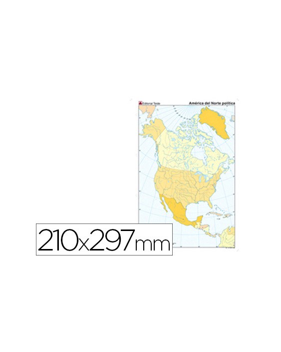 Mapa mudo color din a4 america del norte politico