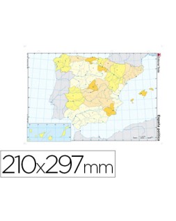 Mapa mudo color din a4 españa politico