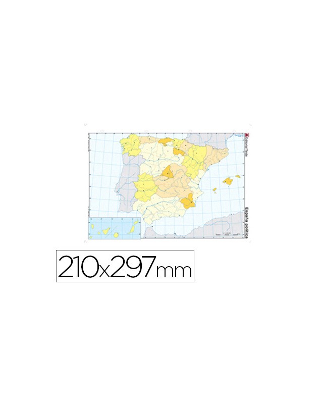Mapa mudo color din a4 españa politico