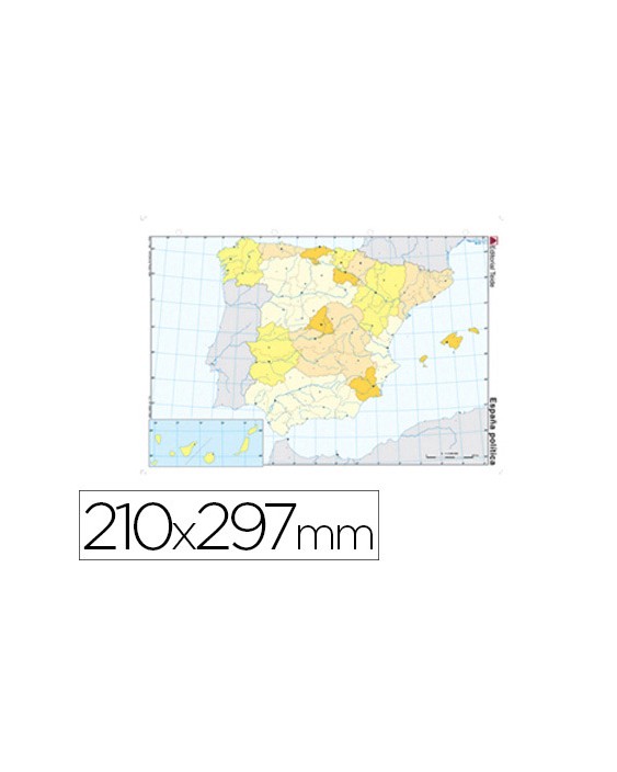 Mapa mudo color din a4 españa politico