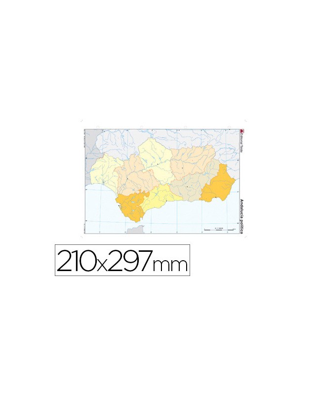 Mapa mudo color din a4 andalucia politico