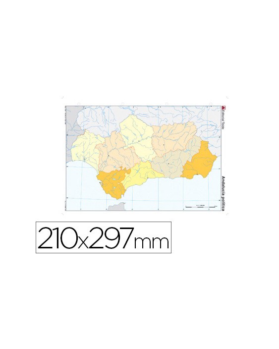 Mapa mudo color din a4 andalucia politico