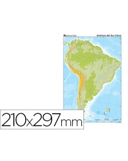 Mapa mudo color din a4 america del sur fisico