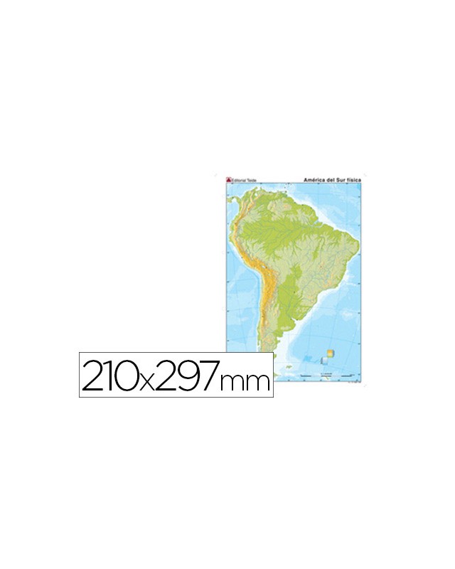 Mapa mudo color din a4 america del sur fisico