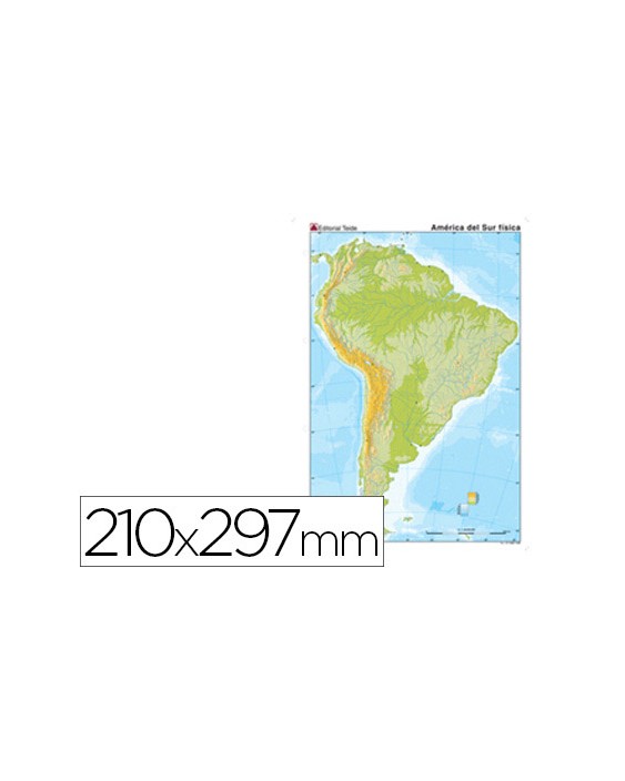 Mapa mudo color din a4 america del sur fisico