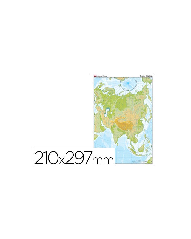 Mapa mudo color din a4 asia fisico