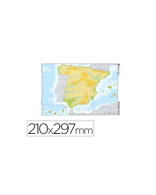 Mapa mudo color din a4 españa fisico