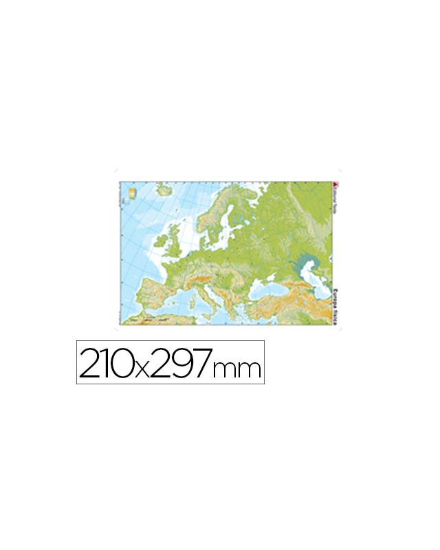 Mapa mudo color din a4 europa fisico