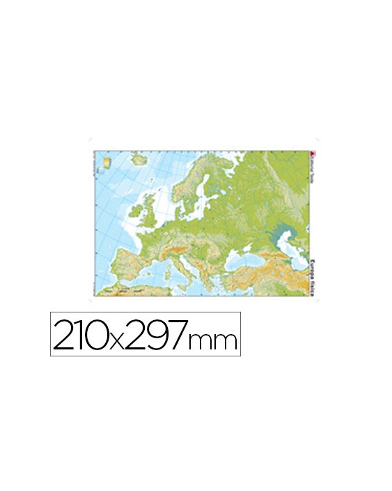 Mapa mudo color din a4 europa fisico