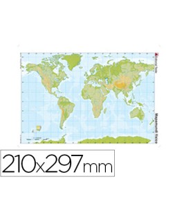 Mapa mudo color din a4 planisferio fisico