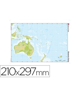 Mapa mudo color din a4 oceania fisico