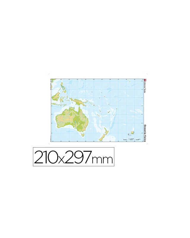 Mapa mudo color din a4 oceania fisico