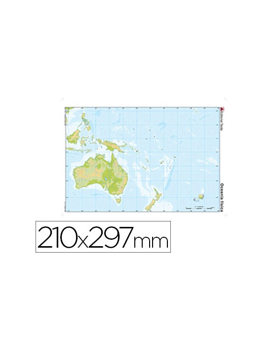 Mapa mudo color din a4 oceania fisico