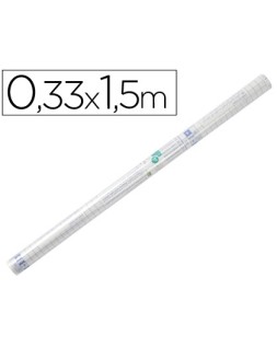 Rollo plastico adhesivo liderpapel 0.33x1.50 50 mc forralibros removible