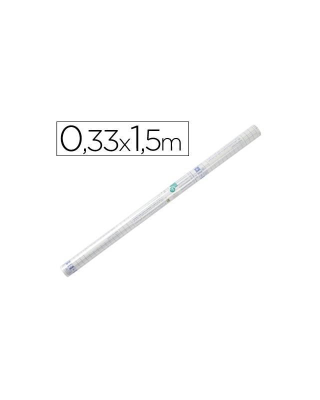 Rollo plastico adhesivo liderpapel 0.33x1.50 50 mc forralibros removible