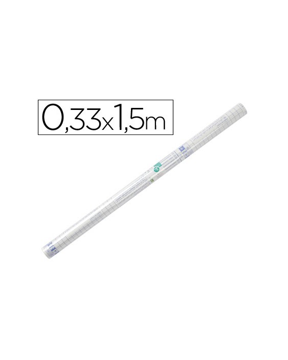 Rollo plastico adhesivo liderpapel 0.33x1.50 50 mc forralibros removible