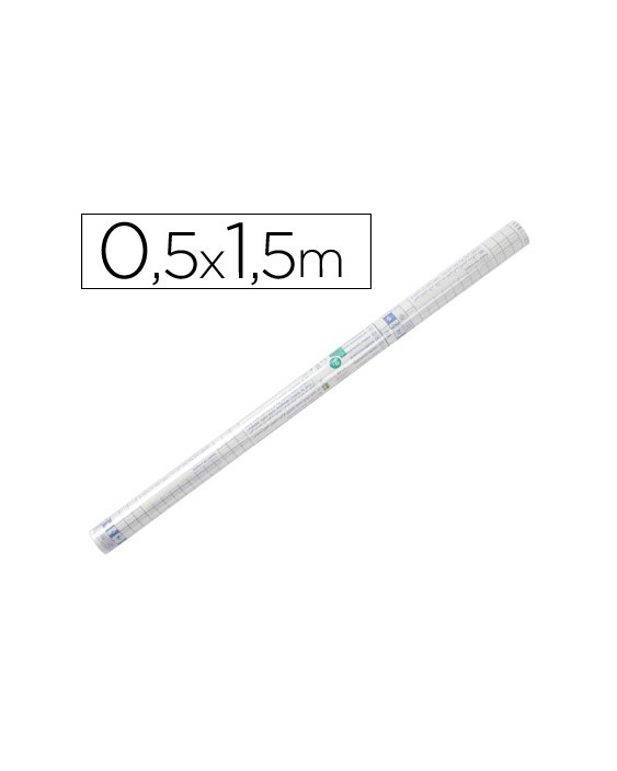 Rollo plastico adhesivo liderpapel 0.50x1.50 50 mc forralibros removible