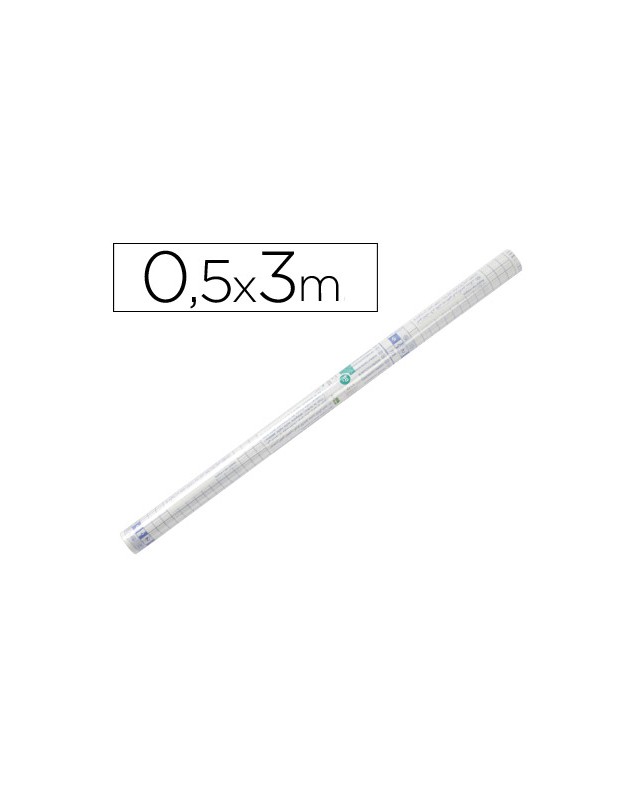 Rollo plastico adhesivo liderpapel 0.50x3 m 50 mc forralibros removible