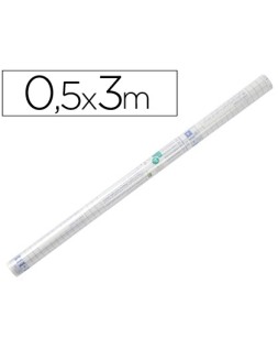Rollo plastico adhesivo liderpapel 0,50x3 m 8o micras forralibros removible