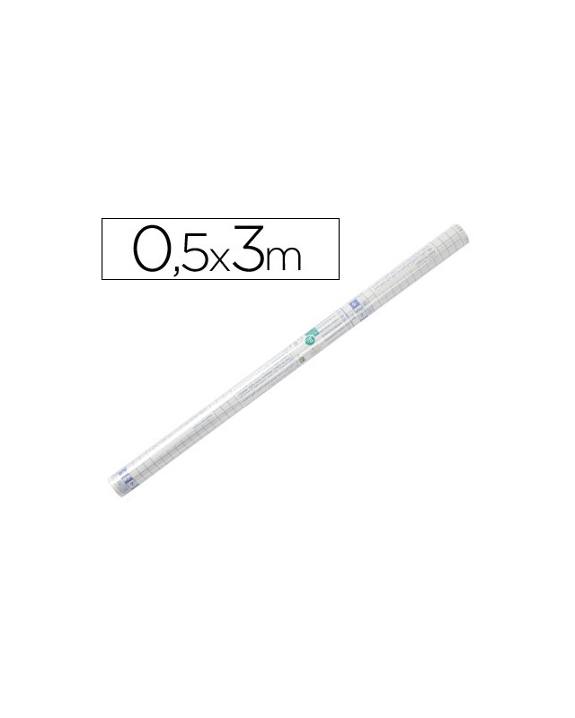 Rollo plastico adhesivo liderpapel 0,50x3 m 8o micras forralibros removible