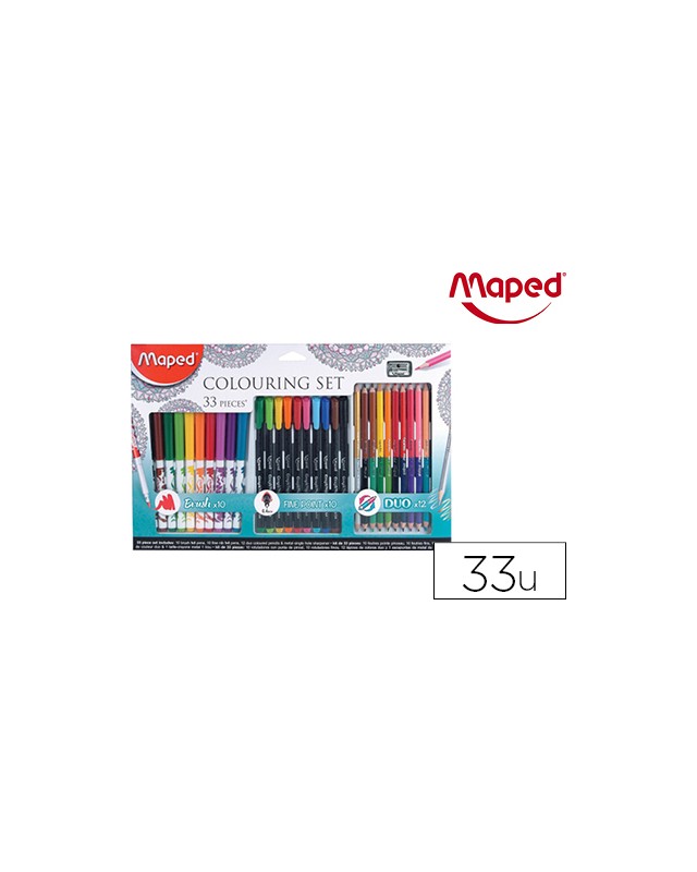 Set de dibujo maped mandalas 33 piezas colores surtidos