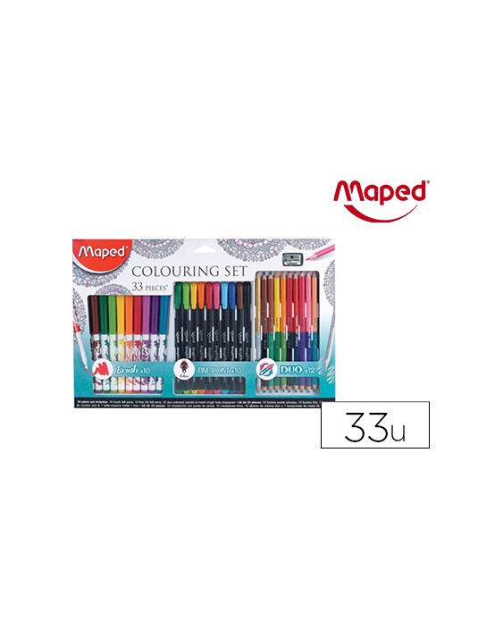 Set de dibujo maped mandalas 33 piezas colores surtidos