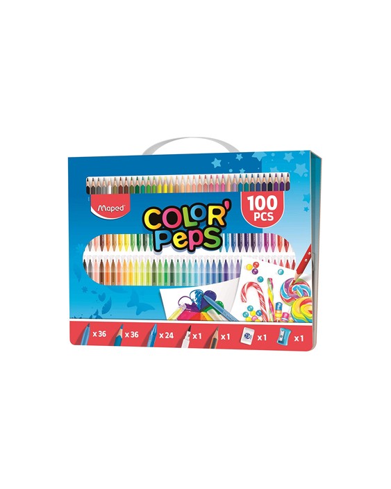 Estuche pintura maped color peps kit 100 piezas surtidas